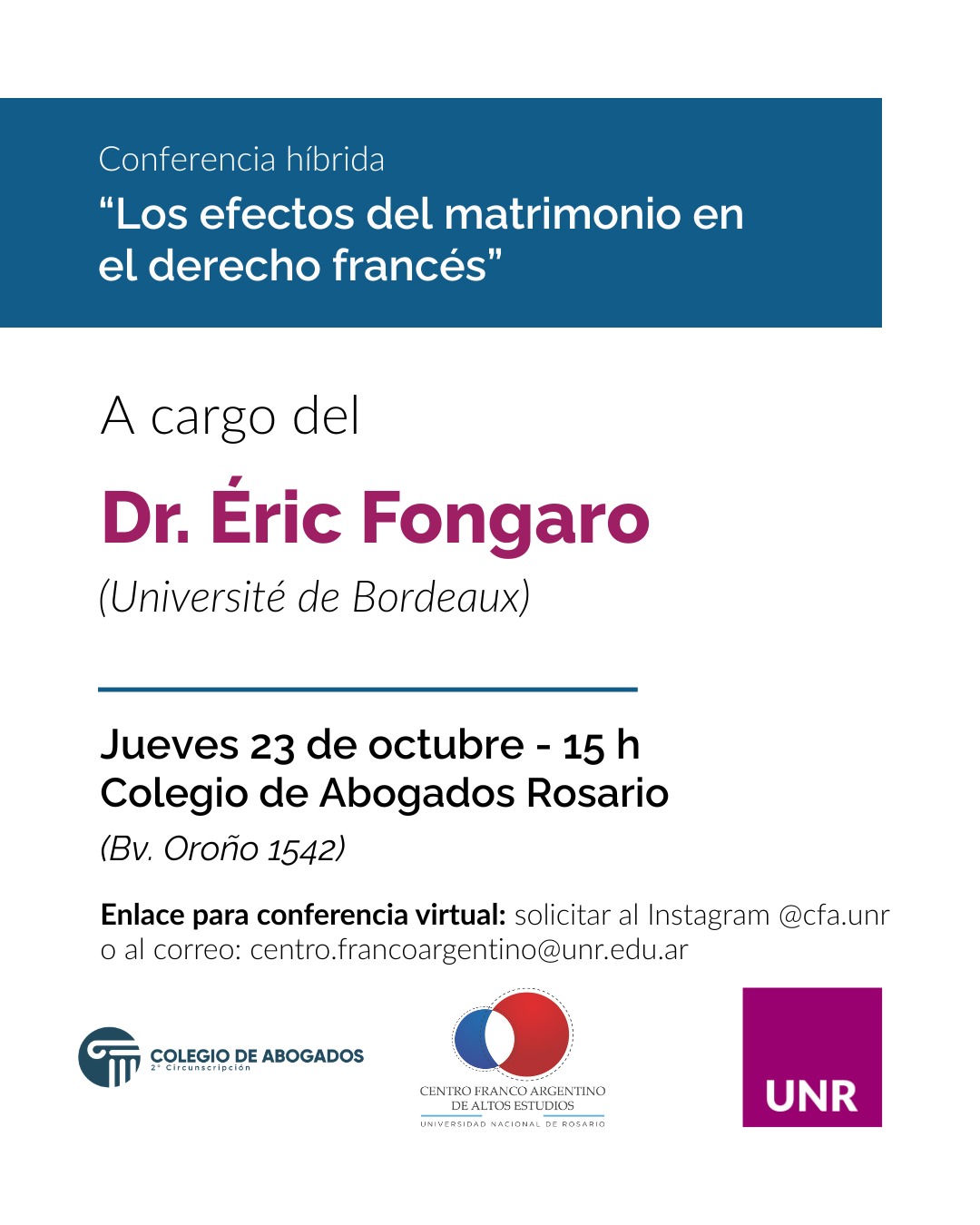 Conferencia híbrida: Los efectos del matrimonio en el derecho francés - 23/10/2025